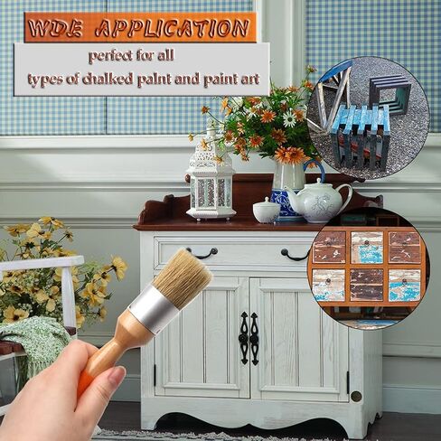 مجموعة فرش طلاء الطباشير والشمع من ماكس مان، للكراسي وطلاء الطباشير والطاولات والأثاث الخشبي، أداة صغيرة للطلاء والشمع | شعيرات ناعمة وطبيعية | الفن الشعبي، ديكور المنزل، حجم صغير in Kuwait