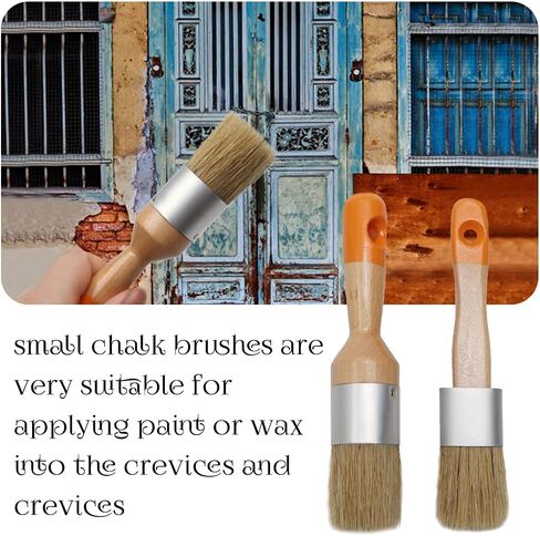 مجموعة فرش طلاء الطباشير والشمع من ماكس مان، للكراسي وطلاء الطباشير والطاولات والأثاث الخشبي، أداة صغيرة للطلاء والشمع | شعيرات ناعمة وطبيعية | الفن الشعبي، ديكور المنزل، حجم صغير in Kuwait
