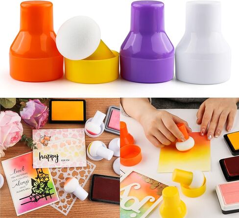 12 Colors Paper Pouncers for Ink Blending,Ink Blending Tool with Storage Cases for Card Making,Inking Sponge for Direct Ink Application On Intricate Die Cuts Stencils Paper Crafts in Saudi Arabia