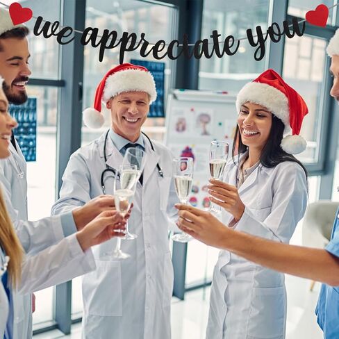 نحن نقدر لك لافتة، 9.8ft خلفية التقدير بريق مع القلب الأحمر شكرا لك الرايات ورقة معلقة زينة التقدير للطبيب ممرضة المعلم القس الموظفين الموظفين (أسود) in Kuwait