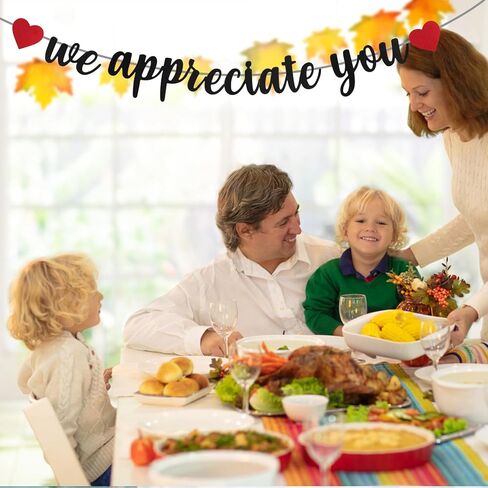 نحن نقدر لك لافتة، 9.8ft خلفية التقدير بريق مع القلب الأحمر شكرا لك الرايات ورقة معلقة زينة التقدير للطبيب ممرضة المعلم القس الموظفين الموظفين (أسود) in Kuwait