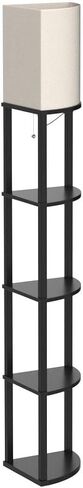 addlon Corner Lamps 5-Tier Shelf Floor Lamp Display with 3 Color Temperatures LED Bulb and Linen Lamp Shade, Shelves for Living Room, Bedroom and Office - Vintage in Saudi Arabia