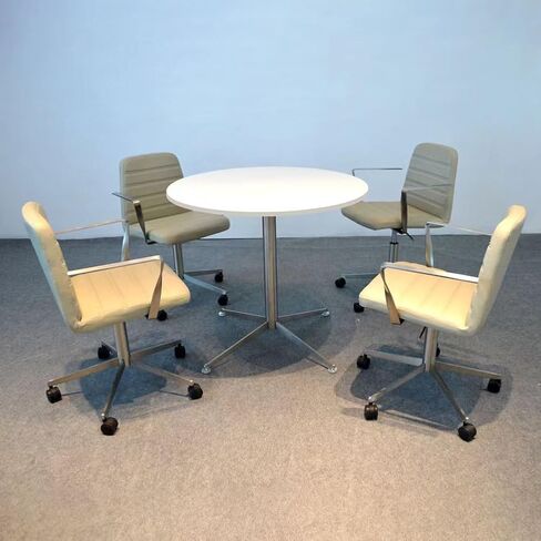 Round Office Table Conference Table Small Dining Table Coffee Meeting Table for Office Boardroom Kitchen Living Room Waterproof Desktop Easy Assembly 31.5 inch in Saudi Arabia