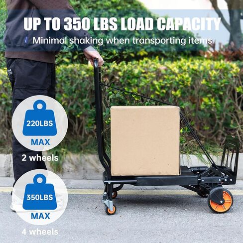 Hand Truck and Dolly 2 in 1 Foldable 350LBS Capacity Portable Cart with Telescoping Handle and Wheels Elastic Rope for Luggage Office Travel in Saudi Arabia