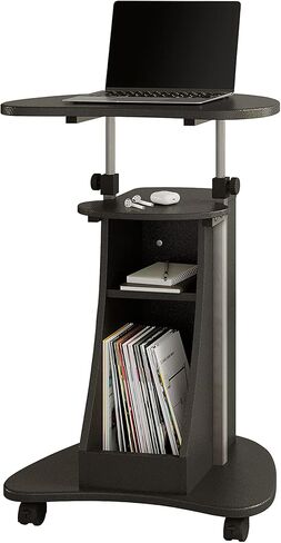 عربة كمبيوتر محمول قابلة للضبط بارتفاع قابل للتعديل من تكني موبيلي مع مساحة تخزين، جرافيت، 22 × 16 × 46 in Kuwait