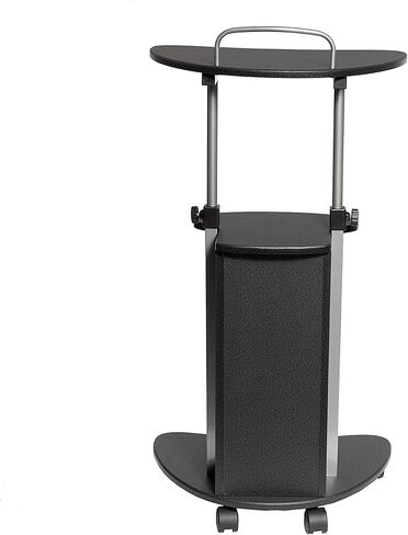 عربة كمبيوتر محمول قابلة للضبط بارتفاع قابل للتعديل من تكني موبيلي مع مساحة تخزين، جرافيت، 22 × 16 × 46 in Kuwait