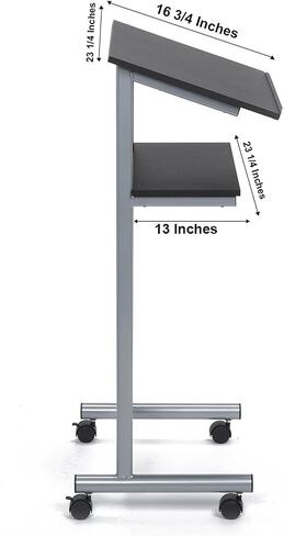 Audio-Visual Direct Wheeled Lectern Podium - Standing Desk with Storage Shelf - Cherry/Black - Ideal for Presentations and Laptop Use in Saudi Arabia