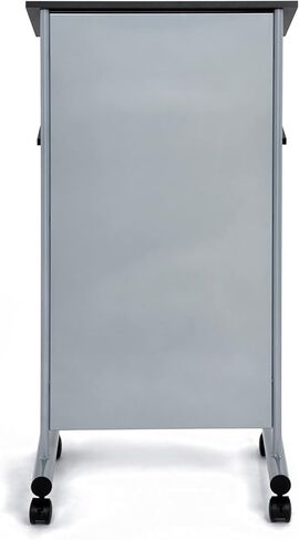 Audio-Visual Direct Wheeled Lectern Podium - Standing Desk with Storage Shelf - Cherry/Black - Ideal for Presentations and Laptop Use in Saudi Arabia
