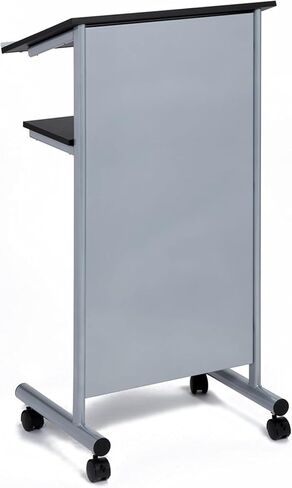 Audio-Visual Direct Wheeled Lectern Podium - Standing Desk with Storage Shelf - Cherry/Black - Ideal for Presentations and Laptop Use in Saudi Arabia