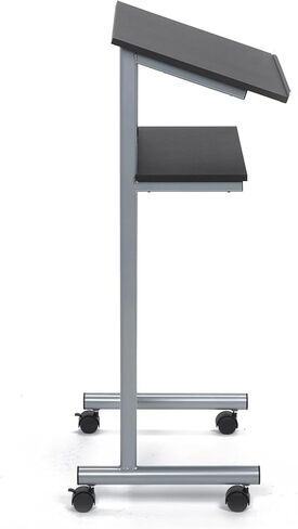 Audio-Visual Direct Wheeled Lectern Podium - Standing Desk with Storage Shelf - Cherry/Black - Ideal for Presentations and Laptop Use in Saudi Arabia