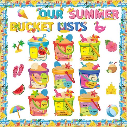Tenceur 69 Pcs Summer Bulletin Board Decorations Set Our Summer Bucket Lists Cutouts Classroom Door Decor for Teachers Students Summer Hawaiian Party Home Office School Supplies in Saudi Arabia