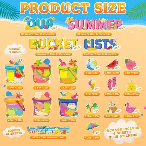 Tenceur 69 Pcs Summer Bulletin Board Decorations Set Our Summer Bucket Lists Cutouts Classroom Door Decor for Teachers Students Summer Hawaiian Party Home Office School Supplies in Saudi Arabia