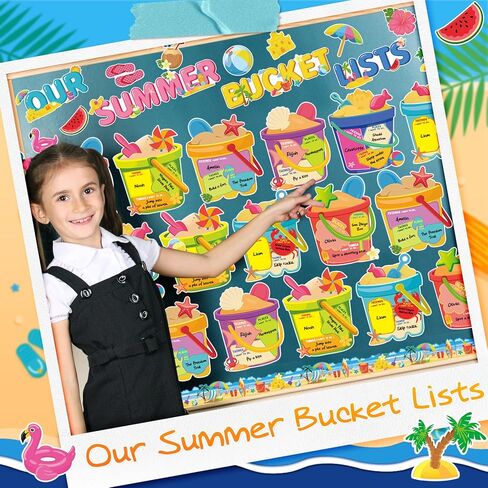 Tenceur 69 Pcs Summer Bulletin Board Decorations Set Our Summer Bucket Lists Cutouts Classroom Door Decor for Teachers Students Summer Hawaiian Party Home Office School Supplies in Saudi Arabia