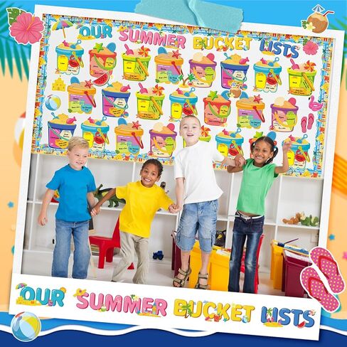 Tenceur 69 Pcs Summer Bulletin Board Decorations Set Our Summer Bucket Lists Cutouts Classroom Door Decor for Teachers Students Summer Hawaiian Party Home Office School Supplies in Saudi Arabia