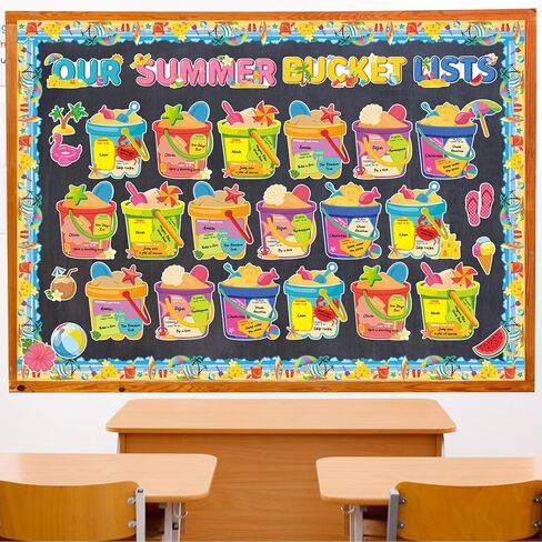 Tenceur 69 Pcs Summer Bulletin Board Decorations Set Our Summer Bucket Lists Cutouts Classroom Door Decor for Teachers Students Summer Hawaiian Party Home Office School Supplies in Saudi Arabia