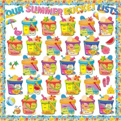 Tenceur 69 Pcs Summer Bulletin Board Decorations Set Our Summer Bucket Lists Cutouts Classroom Door Decor for Teachers Students Summer Hawaiian Party Home Office School Supplies in Saudi Arabia