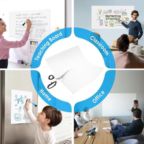 MaxGear White Board 36"x24" Dry Erase Board Adhesive Whiteboard Large Dry Erase Board for Wall, Magnetic Board for Office, Conference Room, Classroom, Home, 1 Eraser, 4 Markers, 4 Magnets in Saudi Arabia