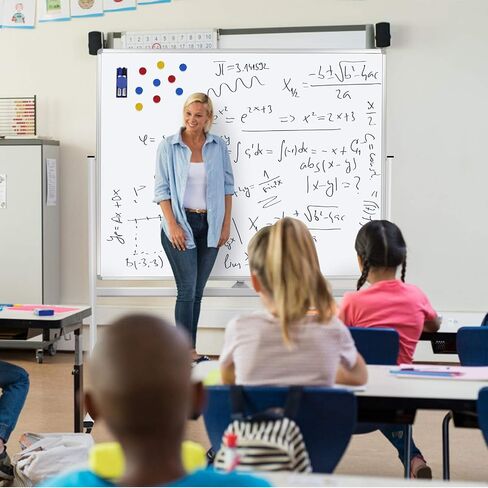 H-Qprobd 24"x36" Dry Erase Board with Stand - Adjustable Height Double Side Mobile Magnetic Rolling Whiteboard on Wheels for Home, Office & School in Saudi Arabia