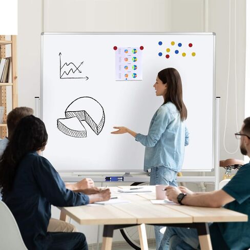H-Qprobd 24"x36" Dry Erase Board with Stand - Adjustable Height Double Side Mobile Magnetic Rolling Whiteboard on Wheels for Home, Office & School in Saudi Arabia