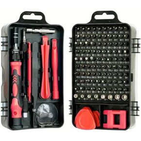 115-in-1 Precision Screwdriver Sets, Professional Repair Tool Kit with Flat Head & Multiple Bits for Electronics, Phone, Watch, Automotive Maintenance - Magnetic, Non-Slip Handle & Tweezers(Red) in Saudi Arabia