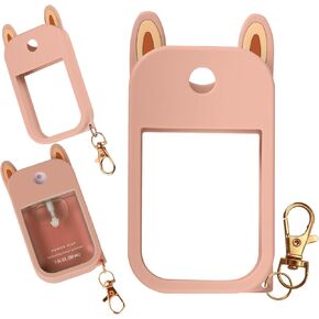 3 Pack Cute Ear Silicone Case Compatible with Touchland Hand Sanitizer Spray (Fit for 1 FL.OZ), Protective Case with Keychain, Hand Sanitizer Holder(Pink,Blue,Beige) in Saudi Arabia