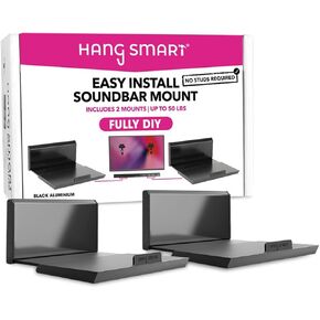 Hangsmart TV Soundbar Mount No Stud & No Drill Esclude Elugy ، DIY Universal Bar Bar Bracket ، يحمل ما يصل إلى 50 رطلاً ، ويحمل معظم أشرطة الصوت. (أسود) in Kuwait