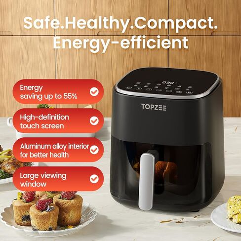 Air Fryer 12 in-1 مع سعة كبيرة 5.5 كيو تي ، مقلاة الهواء المدمجة ، 100-400 ℉ حرارة دقيقة ، 360 درجة من الهواء الساخن ، بنسبة 95 ٪ من الزيت ، الخبز ، الجاف ، التسخين ، المجمدة ، الشاحنة ، الدليل ، الأسود in Kuwait
