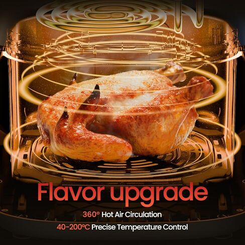 Air Fryer 12 in-1 مع سعة كبيرة 5.5 كيو تي ، مقلاة الهواء المدمجة ، 100-400 ℉ حرارة دقيقة ، 360 درجة من الهواء الساخن ، بنسبة 95 ٪ من الزيت ، الخبز ، الجاف ، التسخين ، المجمدة ، الشاحنة ، الدليل ، الأسود in Kuwait