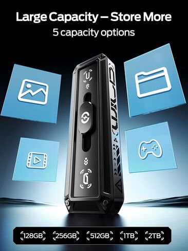 MOVE SPEED 1TB External SSD 560MB/s Read Speed, USB 3.2+USB C Dual Ports External Drive, Portable SSD 3-Stage Push-Pull Design for iPhone 15/16 Series/Mac/Android Phone etc in Kuwait
