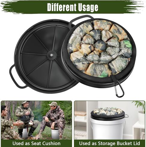 غطاء مقعد دلو 5 جالون ، وسادة مقعد مقعد 360 درجة من الرغوة مع قمة مبطنة للصيد وصيد الأسماك والتخييم والتدريب على البيسبول ، وتناسب دلو 11 "-11 3/4" in Kuwait