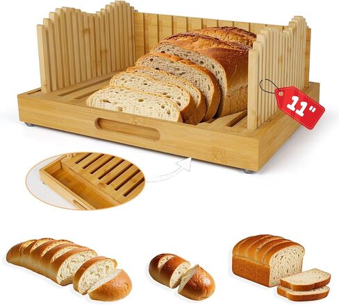 Bread Slicer for Sourdough Rounds, 11″ Adjustable,Large Wide Capacity, The ideal gift for baking experts(Natural color) in Saudi Arabia