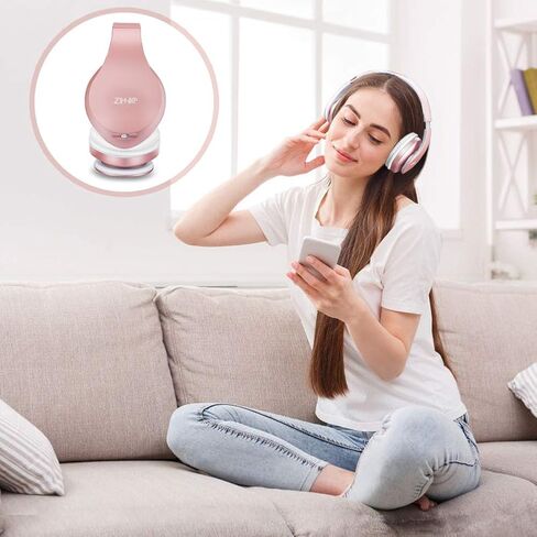 سماعات رأس البلوتوث Zihnic الزائدة عن الأذن ، سماعة استريو سلكية قابلة للطي وسلكية Micro SD/TF ، FM للهواتف المحمولة ، الكمبيوتر الشخصي ، خزانات الأذن الناعمة والوزن الخفيف للارتداء المطول (الذهب الوردي) in Kuwait