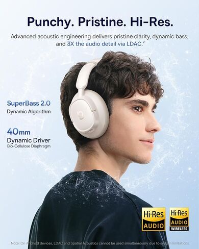 Baseus Bass BH1 NC Adaptive Active Noise Cancelling Headphones, Real-Time Adaptive Hybrid ANC, SuperBass 2.0, LDAC Hi-Res Sound, 80H Playtime, 5-Mic AI Clear Calls, Comfortable Fit, Bluetooth 6.0 in Saudi Arabia
