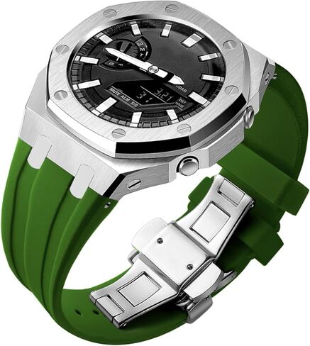 GA2100 Custom Watch Mod Case Band Parts,Stainless Steel Cover 316L Metal Bezel Silicone Watch Strap Kit Compatible With Casioak G shock Ga-2100 Ga-2110 GAB-2100 in Saudi Arabia
