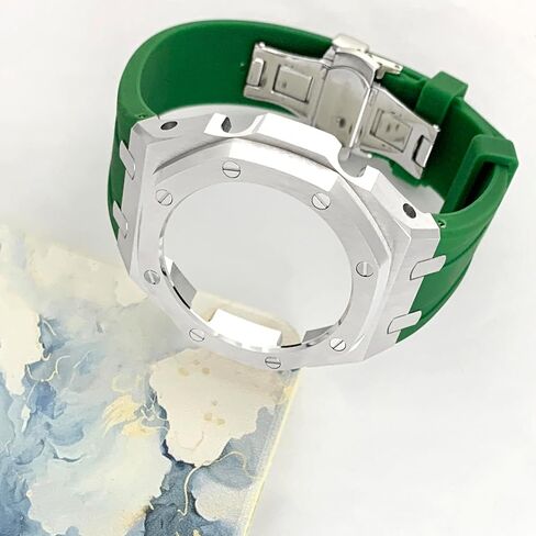 GA2100 Custom Watch Mod Case Band Parts,Stainless Steel Cover 316L Metal Bezel Silicone Watch Strap Kit Compatible With Casioak G shock Ga-2100 Ga-2110 GAB-2100 in Saudi Arabia