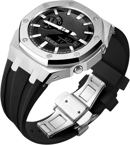 GA2100 مخصصات Watch Watch MOD Case Band ، غطاء الفولاذ المقاوم للصدأ 316L إطار المعادن سليكون سوارك مجموعة متوافقة مع Casioak G Shock GA-2100 GA-21110 GAB-2100 in Kuwait