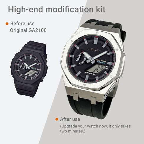 Stainless Steel Case & Strap Kit for GA-2100 GA-B2100 GA-2110 | CasiOAK Style Upgrade | 316L Metal Bezel & Fluoroelastomer Band | Enhanced Protection & Style in Saudi Arabia