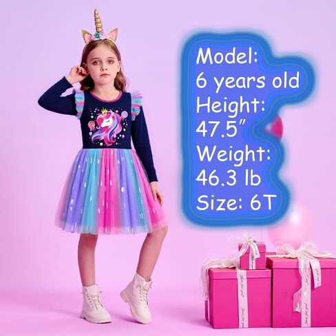 فساتين VIKITA للفتيات الصغيرات فساتين شتوية بأكمام طويلة لحفلات توتو للفتيات من عمر 3 إلى 7 سنوات هدية عيد الميلاد in Kuwait