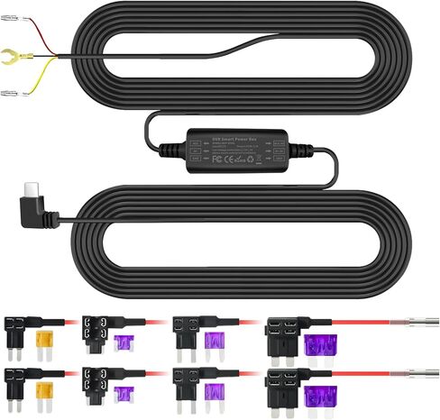 Universal DashCam Hardwiring Kit مع منفذ الطاقة USB-C ، ودعم مراقبة مواقف السيارات على مدار 24 ساعة وحماية منخفضة الجهد. in Kuwait