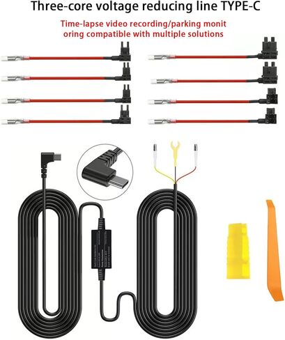 Universal DashCam Hardwiring Kit مع منفذ الطاقة USB-C ، ودعم مراقبة مواقف السيارات على مدار 24 ساعة وحماية منخفضة الجهد. in Kuwait