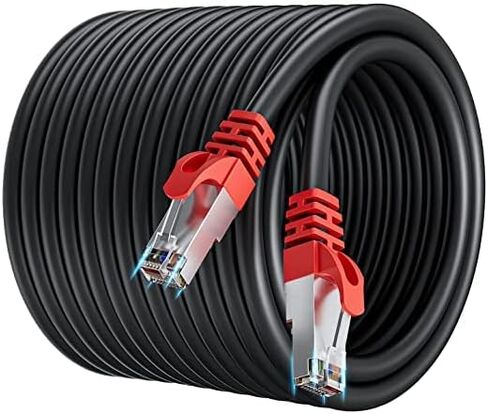 كابل إيثرنت خارجي Soibke Cat 7 بطول 500 قدم (20 RJ45)، سرعة عالية 10 جيجابت في الثانية | كابل إنترنت طويل محمي SFTP، دفن مباشر، مقاوم للطقس، مقاوم للأشعة فوق البنفسجية للألعاب PS5/4/3 Xbox Modem Router in Kuwait