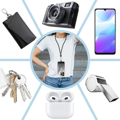 3 تصحيحات حبل الهاتف الخليوي ، علامة تبويب حبل الهاتف لجهاز iPhone ، سلسلة الهاتف والاستبدال الشريط لجميع حالات الهاتف Fullcover - أسود in Saudi Arabia