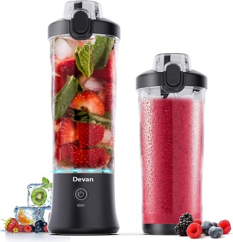 Portable Blender, Shakes and Smoothies Waterproof 20 oz BPA Free Blender Cup and a Travel Lid. (Black, 20 oz) in Saudi Arabia