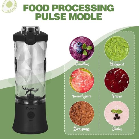 Portable Blender, Shakes and Smoothies Waterproof 20 oz BPA Free Blender Cup and a Travel Lid. (Black, 20 oz) in Saudi Arabia
