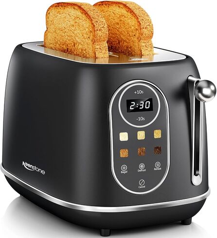 Keenstone Smart Touch Screen Toaster 2 Slice, Retro Wide Slot Stainless Steel Toaster with 6 Browning Levels, Reheat & Defrost, for Bagel, Toast, Bread, Removable Crumb Tray, Black in Kuwait