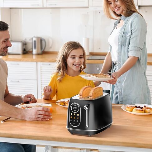 Keenstone Smart Touch Screen Toaster 2 Slice, Retro Wide Slot Stainless Steel Toaster with 6 Browning Levels, Reheat & Defrost, for Bagel, Toast, Bread, Removable Crumb Tray, Black in Kuwait