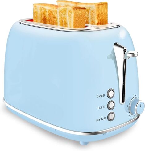 Keenstone Smart Touch Screen Toaster 2 Slice, Retro Wide Slot Stainless Steel Toaster with 6 Browning Levels, Reheat & Defrost, for Bagel, Toast, Bread, Removable Crumb Tray, Black in Kuwait