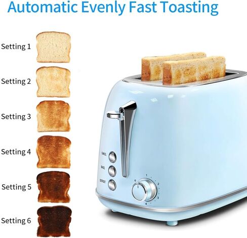 Keenstone Smart Touch Screen Toaster 2 Slice, Retro Wide Slot Stainless Steel Toaster with 6 Browning Levels, Reheat & Defrost, for Bagel, Toast, Bread, Removable Crumb Tray, Black in Kuwait