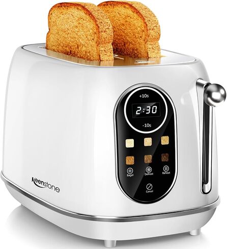 Keenstone Smart Touch Screen Toaster 2 Slice, Retro Wide Slot Stainless Steel Toaster with 6 Browning Levels, Reheat & Defrost, for Bagel, Toast, Bread, Removable Crumb Tray, Black in Kuwait