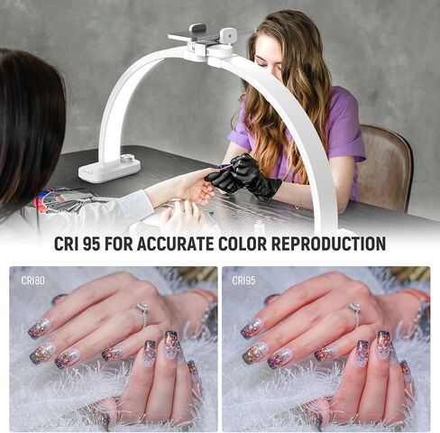 Neewer Basics 22 "Half Moon Lash Light مع مصباح مفصل للمكتبي Clamp Clamp Mount/حامل الهاتف ، 32W قابلة للطي LED Tech Table Lamp for Makeup Beauty Tattoo Overhead Video. in Kuwait